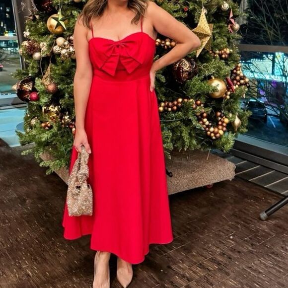 A New Day Bow Midi Red Dress size 16 - Picture 14 of 14